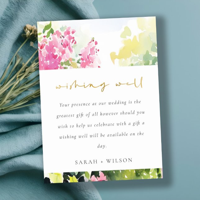 Rosa Tropical Bougainvillea Bröllop Wishing well Tilläggskort (Skapare uppladdad)