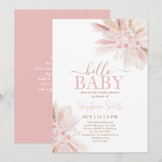 Rosa Tropical Desert Baby Shower Girl-inbjudan Inbjudningar (Fram/baksida)