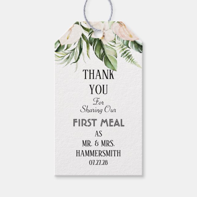  Rosa Tropical First Meal som Mr. Och Mrs. Presentetikett (Framsidan)