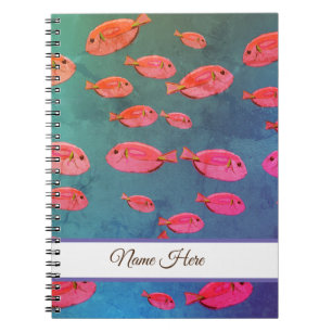 Rosa Tropical Fish Art Spiral fotopatbok Anteckningsbok