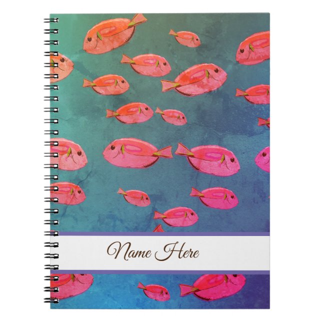 Rosa Tropical Fish Art Spiral fotopatbok Anteckningsbok (Framsidan)