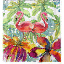 Rosa Tropical Flamingo Bird Watercolor