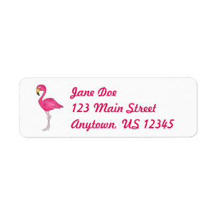 Rosa Tropical Flamingo Flamingos Bird Labels Returadress Etikett