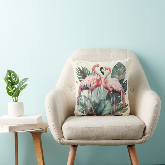 Rosa Tropical Flamingo Kudde (Stol)