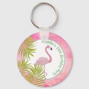 Rosa Tropical Flamingo Personlig Birthday Favor Nyckelring