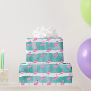 Rosa Tropical Flamingo Rand Cute Birthday Party Presentpapper