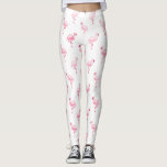 Rosa Tropical Flamingo Sommar Mönster Leggings<br><div class="desc">Coola Rosa Tropical Flamingo Pattern on White Background.Rosa Flamingo Bird Print ger en underbar gåva till en vild tropical sommar party.</div>
