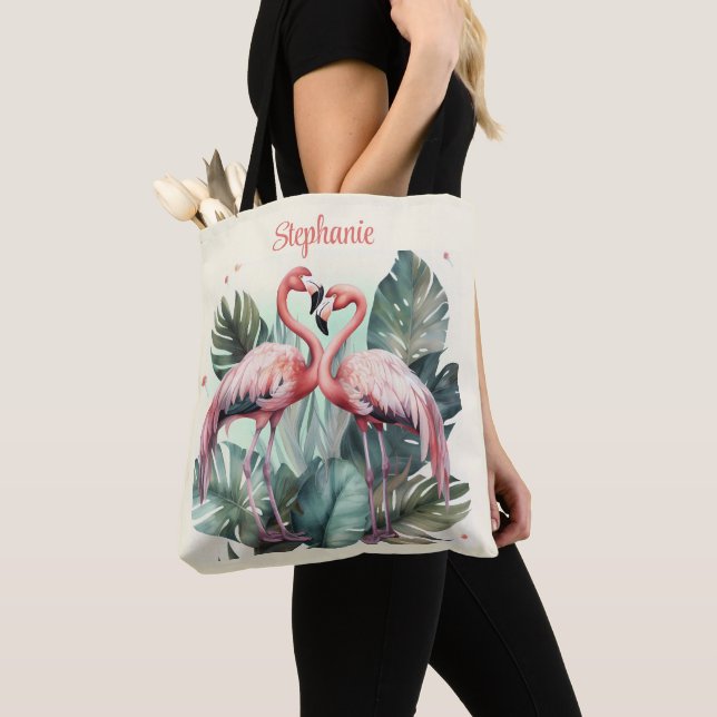 Rosa Tropical Flamingo Tygkasse (Närbild)