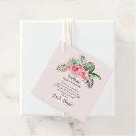 Rosa Tropical Flower Bröllop Välkommen Gåvor Etiketter