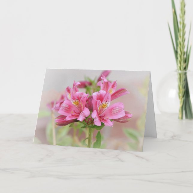 Rosa Tropical Flowers Art Note Card Kort (Framsida)