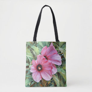 Rosa Tropical Flowers Art Tote Bag Tygkasse