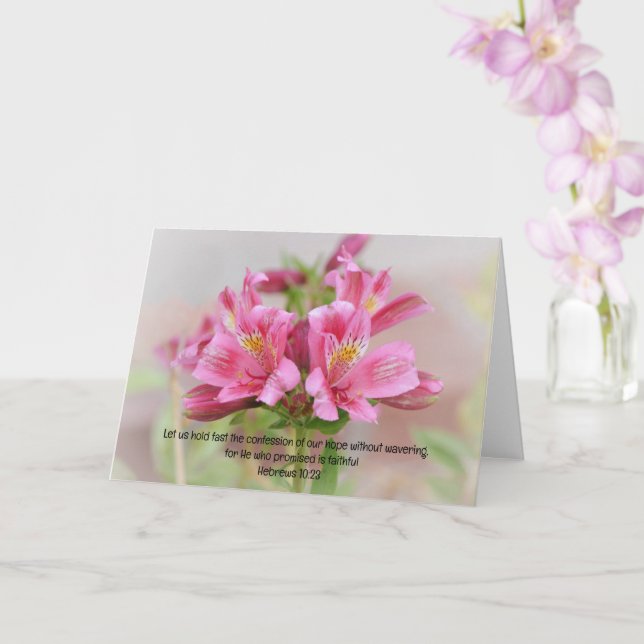 Rosa Tropical Flowers Bible Verse Note Card Kort (Orkide)