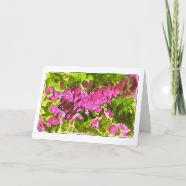 Rosa Tropical Flowers-mappat gratulationskort Kort (Framsida)