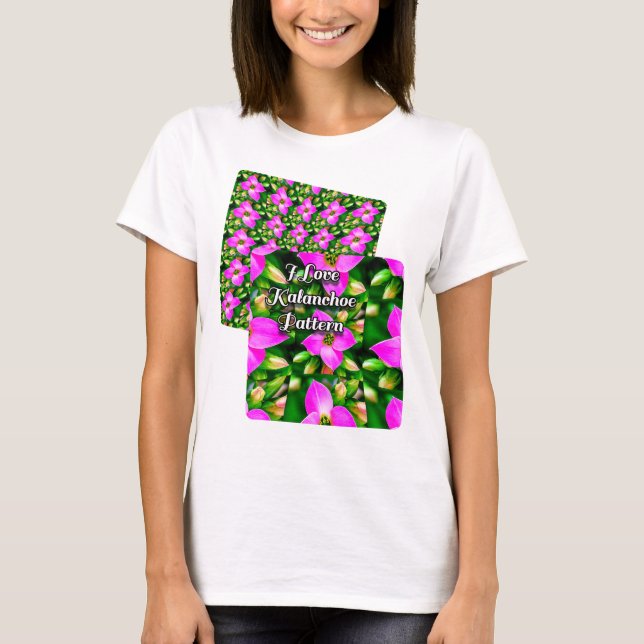 Rosa Tropical Flowers Mönster T Shirt (Framsida)