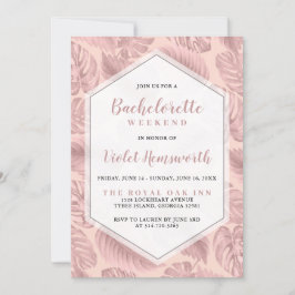 Rosa Tropical Geometric Bachelorette Helg Inbjudningar