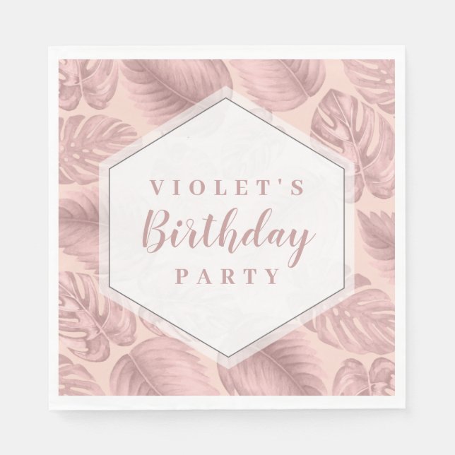 Rosa Tropical Geometric Pappersservett (Framsidan)