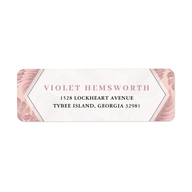 Rosa Tropical Geometric Returadress Etikett (Framsidan)