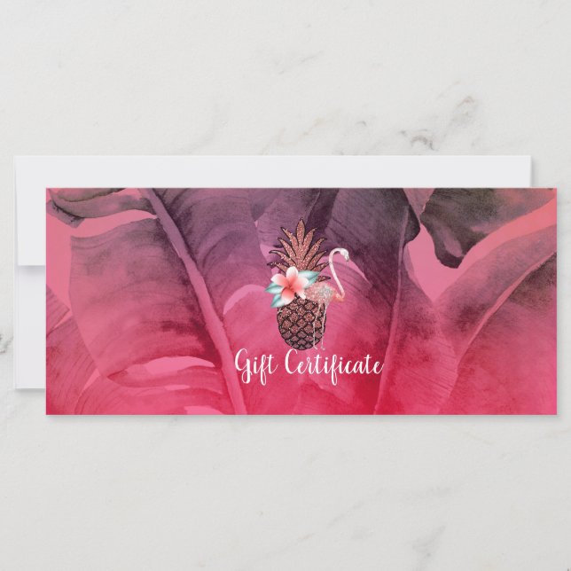 Rosa Tropical Glitter Pineapple Gift Certificate (Framsida)