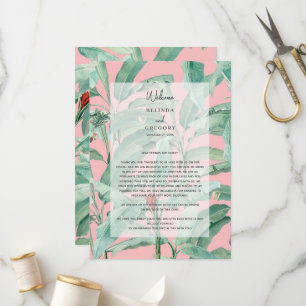 Rosa Tropical Handflatan Löv Bröllop Intermynning Program