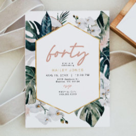  Rosa Tropical Handflatan Pampas 40:e födelsedagen Inbjudningar