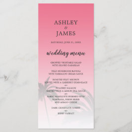 Rosa Tropical Handflatan Träd Beach Wedding Meny