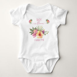 Rosa Tropical Hibiscus Blommigt Baby i Bloom T Shirt