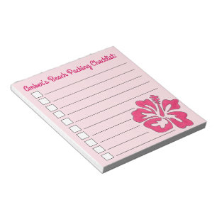 Rosa Tropical HIbiscus Flower Beach Packing List Anteckningsblock