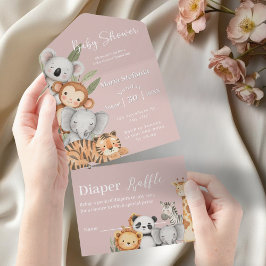 Rosa Tropical Jungle Safari Baby Shower Animals