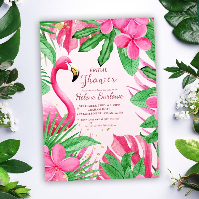 Rosa Tropical Möhippa Inbjudningar (Pink Tropical Bridal Shower Invitation)