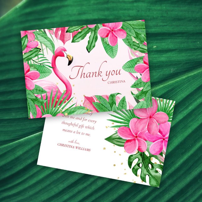 Rosa Tropical Summer Möhippa Tack Kort (Pink Tropical Summer Bridal Shower Thank You Card)