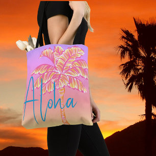 Rosa Tropical Sunset Handflatan Träd Aloha Exdoor Tygkasse