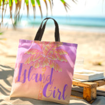 Rosa Tropical Sunset Handflatan Träd Island Girl