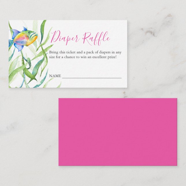 Rosa Tropical Theme Diaper Raffle Call Tilläggskort (Fram/baksida)