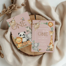 Rosa Tropical Vild One Jungle Safari Animals