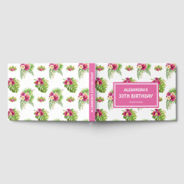 Rosa tropisk blomster luau-fest födelsedag gästböcker