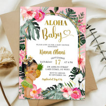 Rosa tropisk blomsterlig ananas Aloha-barnkalas