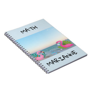 Rosa tropisk flamingo hav centrerad illustration anteckningsbok