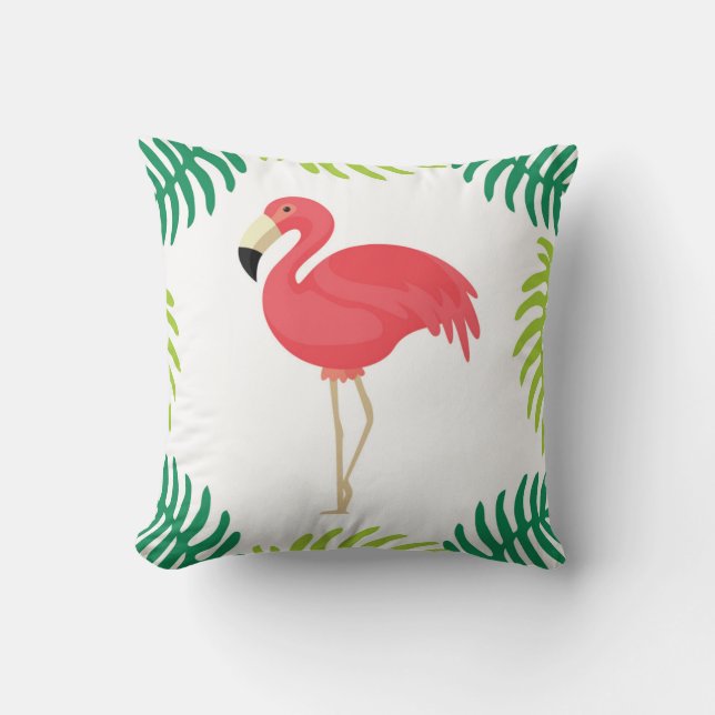 Rosa tropisk Flamingodekorativ kudde (Framsida)