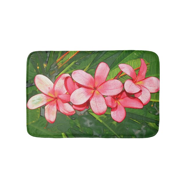 Rosa tropisk frangipani-konst badrumsmatta (Framsidan)