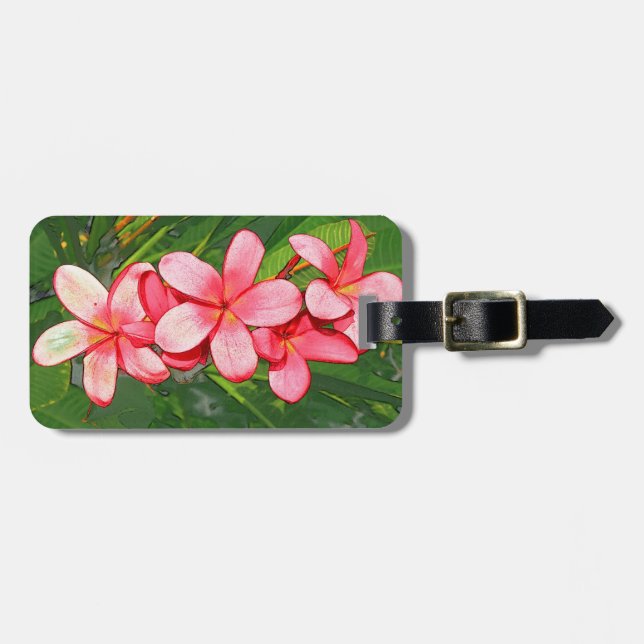 Rosa tropisk frangipani-konst bagagebricka (Horisontell Framsida)
