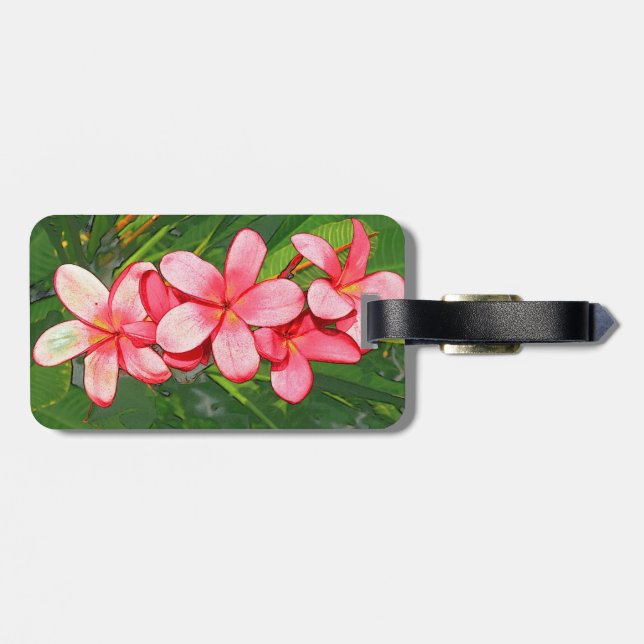 Rosa tropisk frangipani-konst bagagebricka (Baksida Vågrät)
