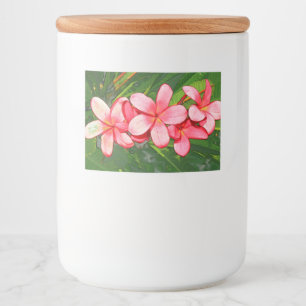 Rosa tropisk frangipani-konst mat etiketter