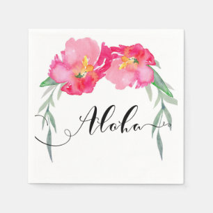 Rosa Tropisk Grön Blad Vin Floral Aloha Fest Pappersservett