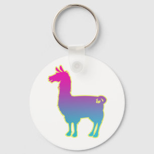 Rosa tropisk Llama Keychain Nyckelring