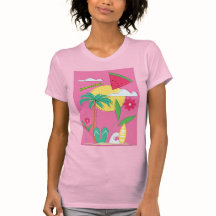 Rosa Tropisk SommarFrukt T-Shirt
