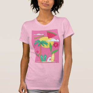 Rosa Tropisk SommarFrukt T-Shirt