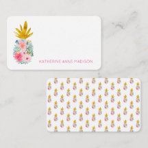 Rosa Tropiska blommor och ananas Guld
