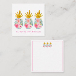 Rosa Tropiska blommor och ananas Guld Anteckningskort