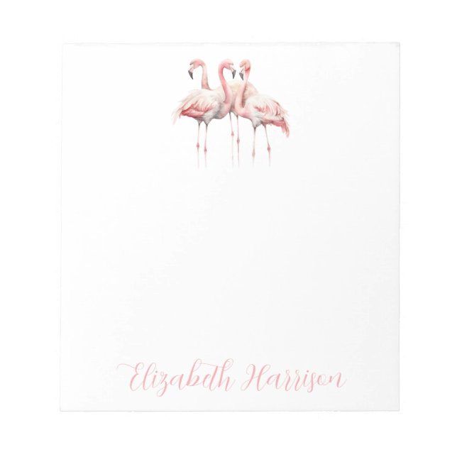 Rosa Tropiska Flamingos Personlig Anteckningsblock (Framsida)