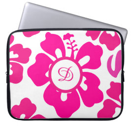 Rosa tropiska Hawaii Hibiscus-Blommönstret Laptop Fodral